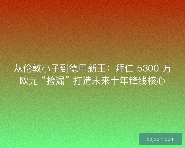 从伦敦小子到德甲新王：拜仁 5300 万欧元 “捡漏” 打造未来十年锋线核心